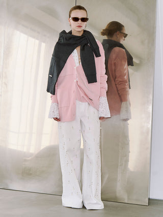 WIDE DENIM PANTS with PEARL