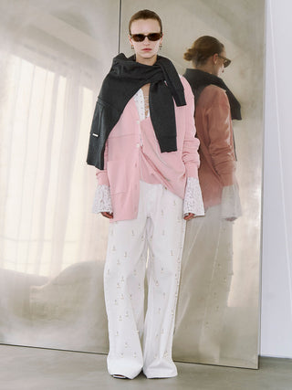 WIDE DENIM PANTS with PEARL