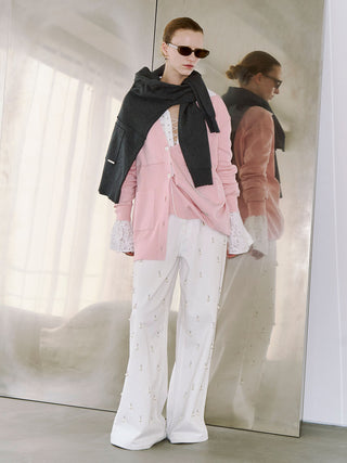 PLATE VNECK OVER CARDIGAN