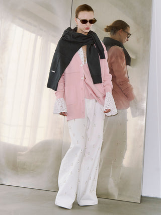 WIDE DENIM PANTS with PEARL