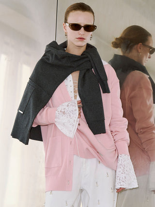 PLATE VNECK OVER CARDIGAN