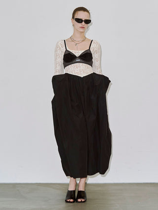 【PRE ORDER】COWL TUCK LACE DRESS