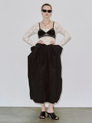 【PRE ORDER】COWL TUCK LACE DRESS