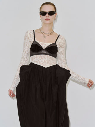 【PRE ORDER】COWL TUCK LACE DRESS