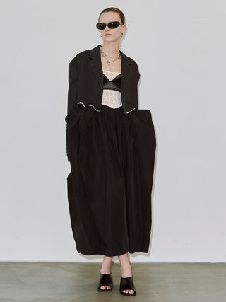 【PRE ORDER】COWL TUCK LACE DRESS