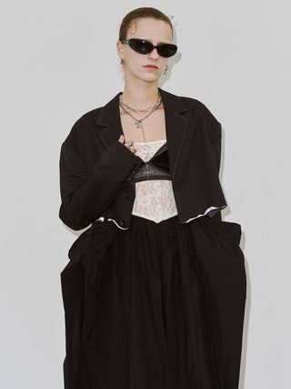 【PRE ORDER】COWL TUCK LACE DRESS