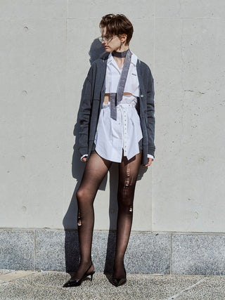 PLATE VNECK OVER CARDIGAN