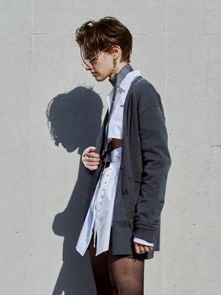 PLATE VNECK OVER CARDIGAN