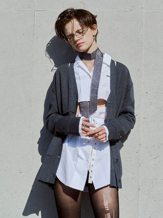 PLATE VNECK OVER CARDIGAN