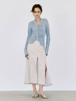 SPLIT GATHERS CHOKER TOPS