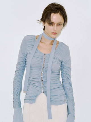 SPLIT GATHERS CHOKER TOPS
