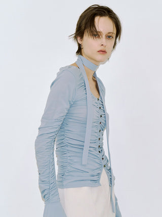 SPLIT GATHERS CHOKER TOPS