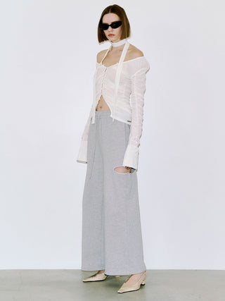 SPLIT GATHERS CHOKER TOPS