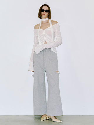 SPLIT GATHERS CHOKER TOPS