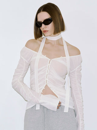SPLIT GATHERS CHOKER TOPS