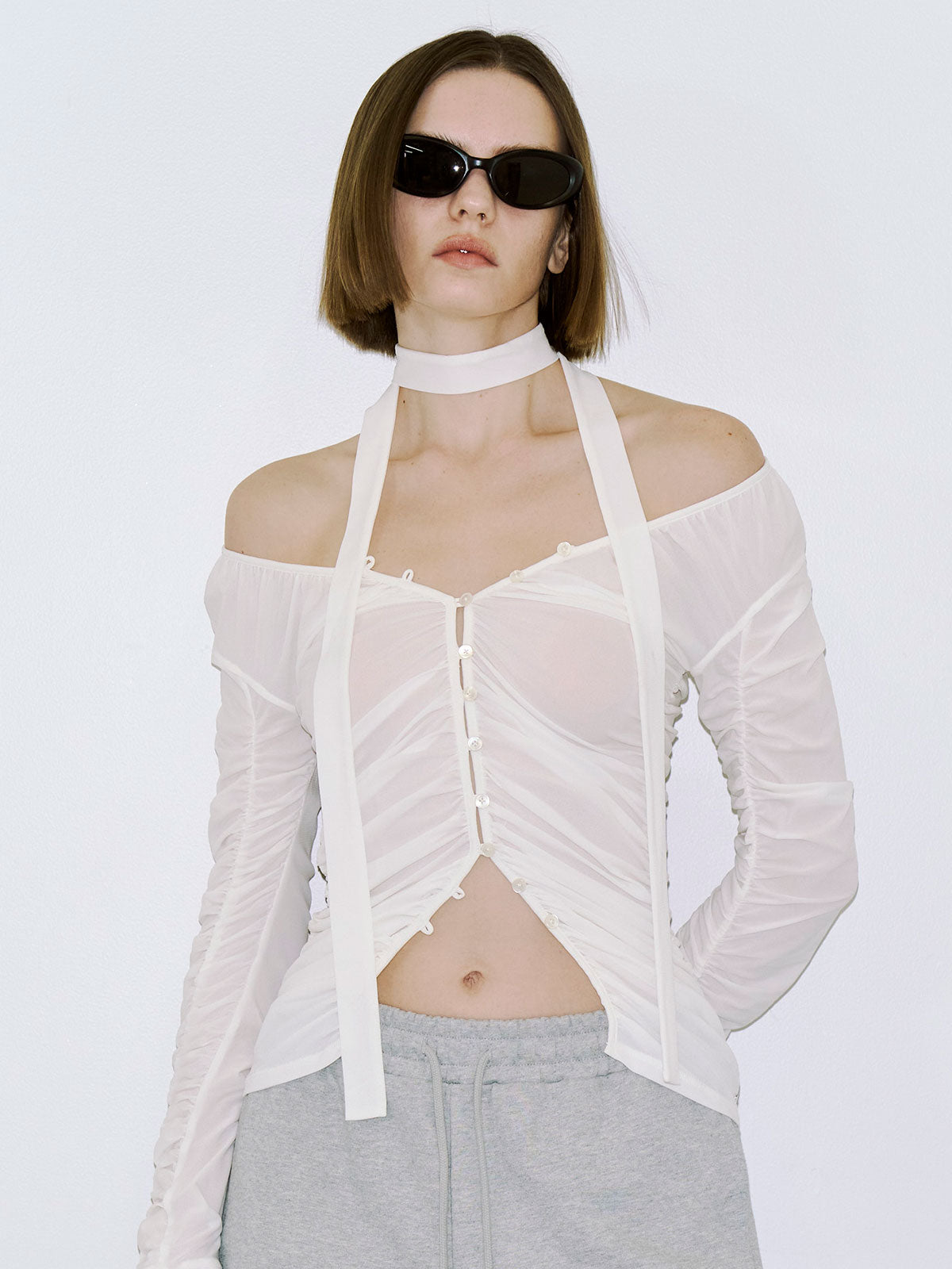 SPLIT GATHERS CHOKER TOPS – JOSEMOON