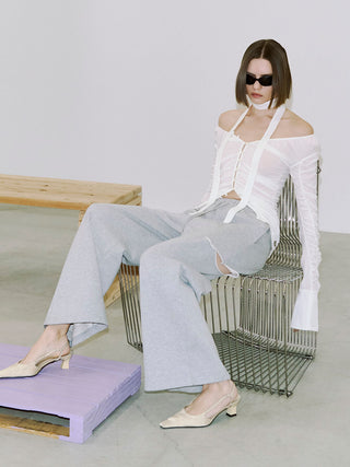 SPLIT GATHERS CHOKER TOPS