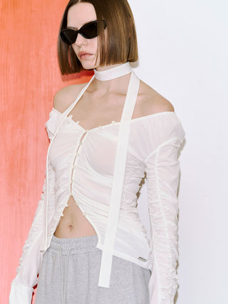 SPLIT GATHERS CHOKER TOPS
