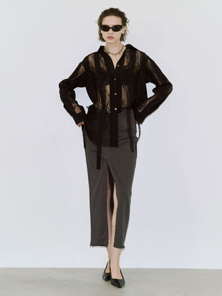 VERTICAL LACE SHIRT
