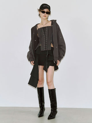 EYELET OVER HOODIE