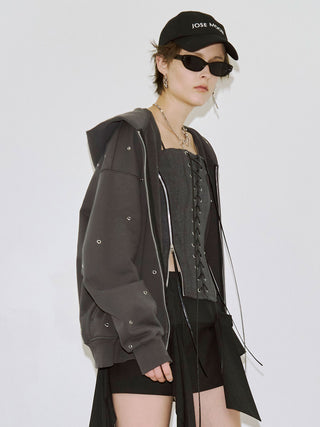 EYELET OVER HOODIE