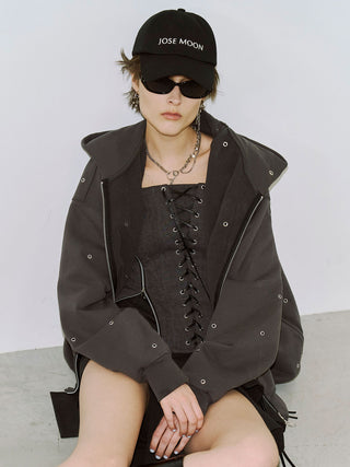EYELET OVER HOODIE