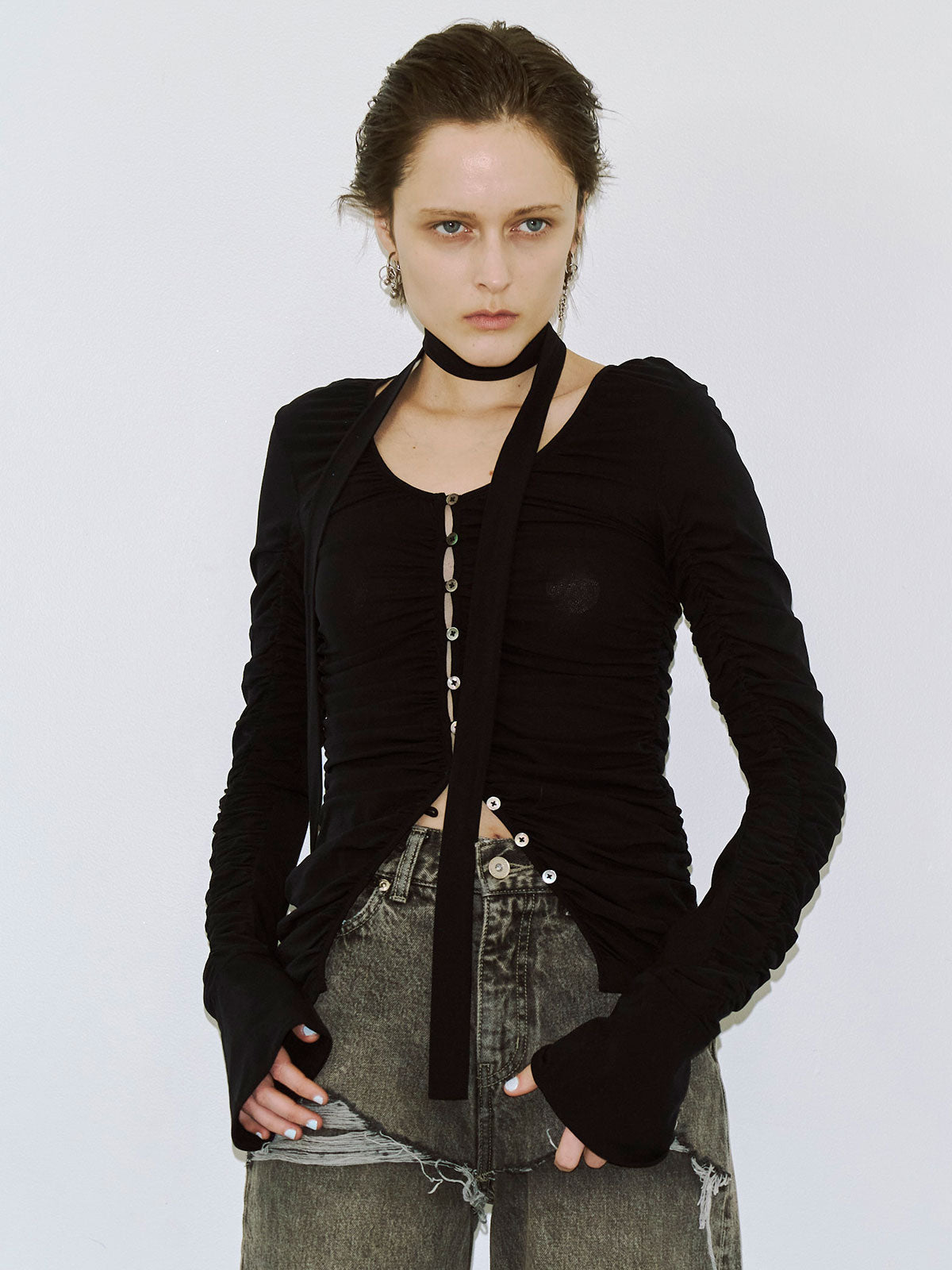トップス Josemoon SPLIT GATHERS CHOKER TOPS SPLIT GATHERS CHOKER TOPS – JOSEMOON