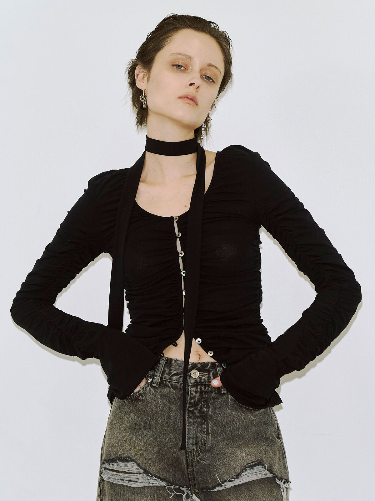 トップス Josemoon SPLIT GATHERS CHOKER TOPS SPLIT GATHERS CHOKER TOPS – JOSEMOON
