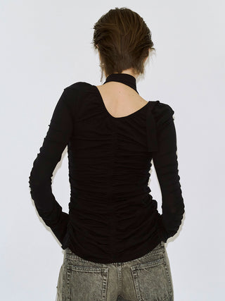 SPLIT GATHERS CHOKER TOPS