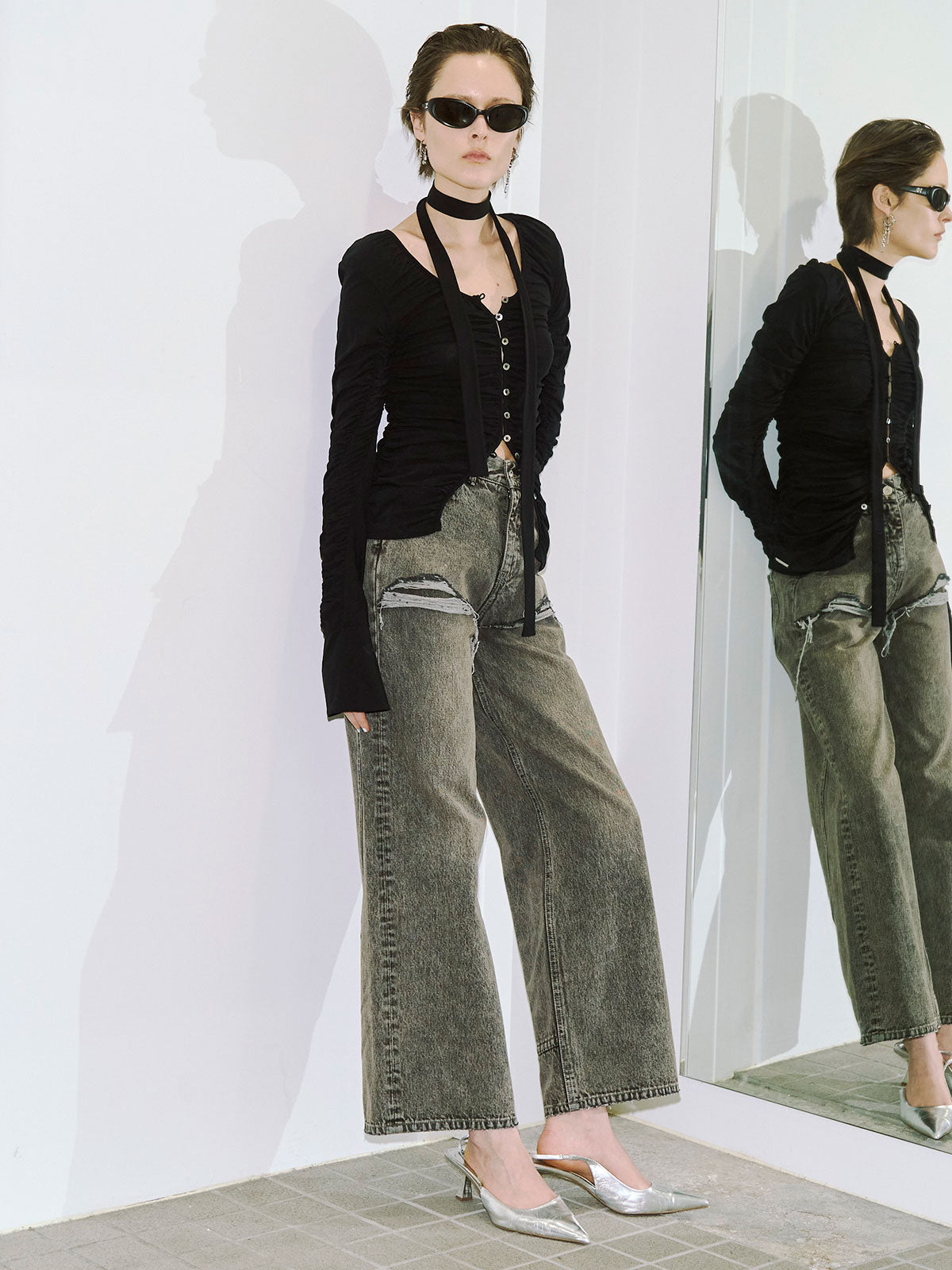 トップス josemoon SPLIT GATHERS CHOKER TOPS SPLIT GATHERS CHOKER TOPS – JOSEMOON