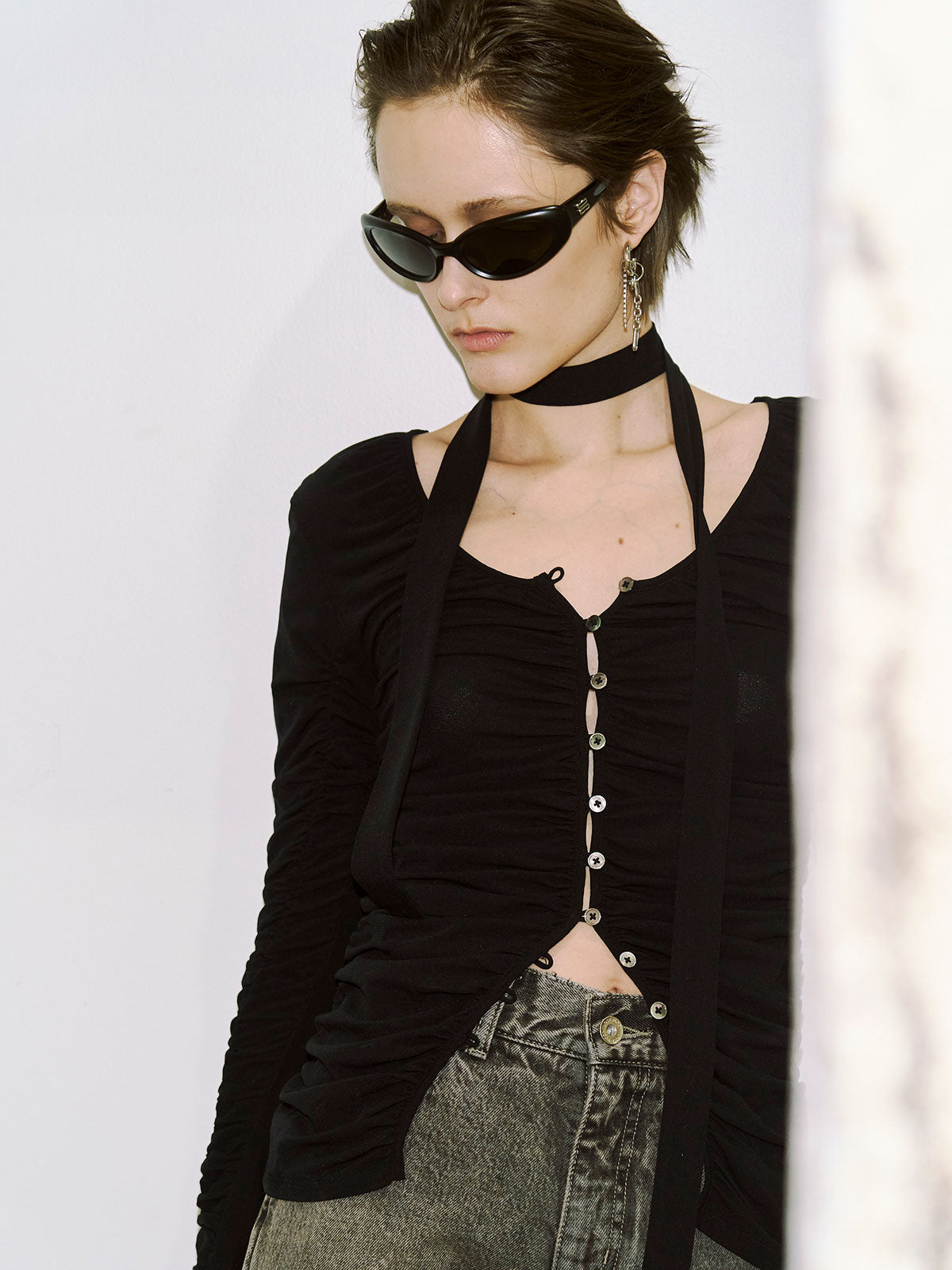 SPLIT GATHERS CHOKER TOPS – JOSEMOON