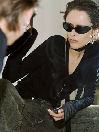 SPLIT GATHERS CHOKER TOPS
