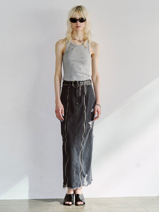 ZIP DENIM SKIRT