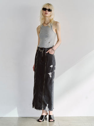 ZIP DENIM SKIRT