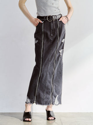 ZIP DENIM SKIRT