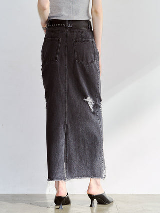 ZIP DENIM SKIRT