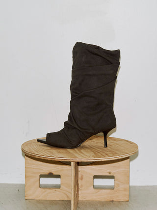 GATHERED OPEN TOE BOOTS