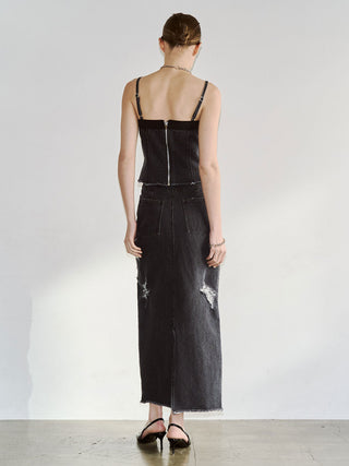 ZIP DENIM SKIRT