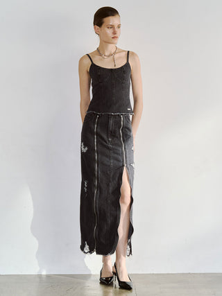 ZIP DENIM SKIRT