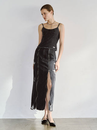 ZIP DENIM SKIRT