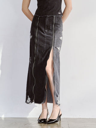 ZIP DENIM SKIRT