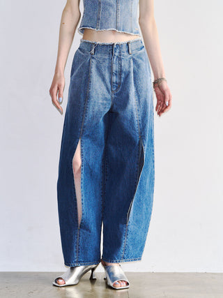 WIDE LEG SLIT DENIM