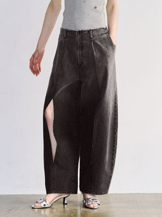 WIDE LEG SLIT DENIM