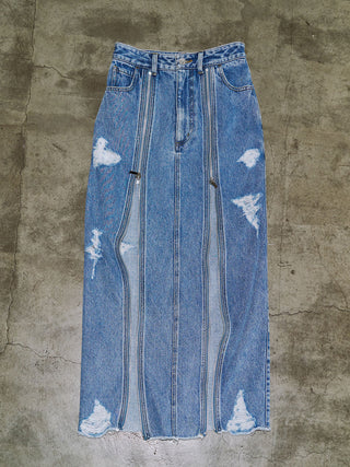 ZIP DENIM SKIRT