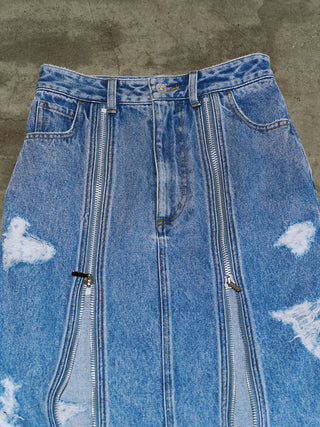 ZIP DENIM SKIRT