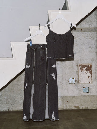 ZIP DENIM SKIRT