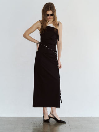 BICOLOR DRAPE DRESS