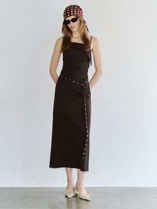 BICOLOR DRAPE DRESS