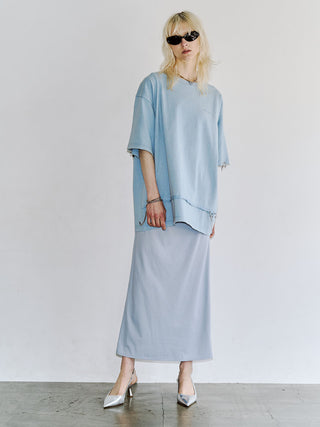 BICOLOR DRAPE DRESS