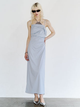 BICOLOR DRAPE DRESS